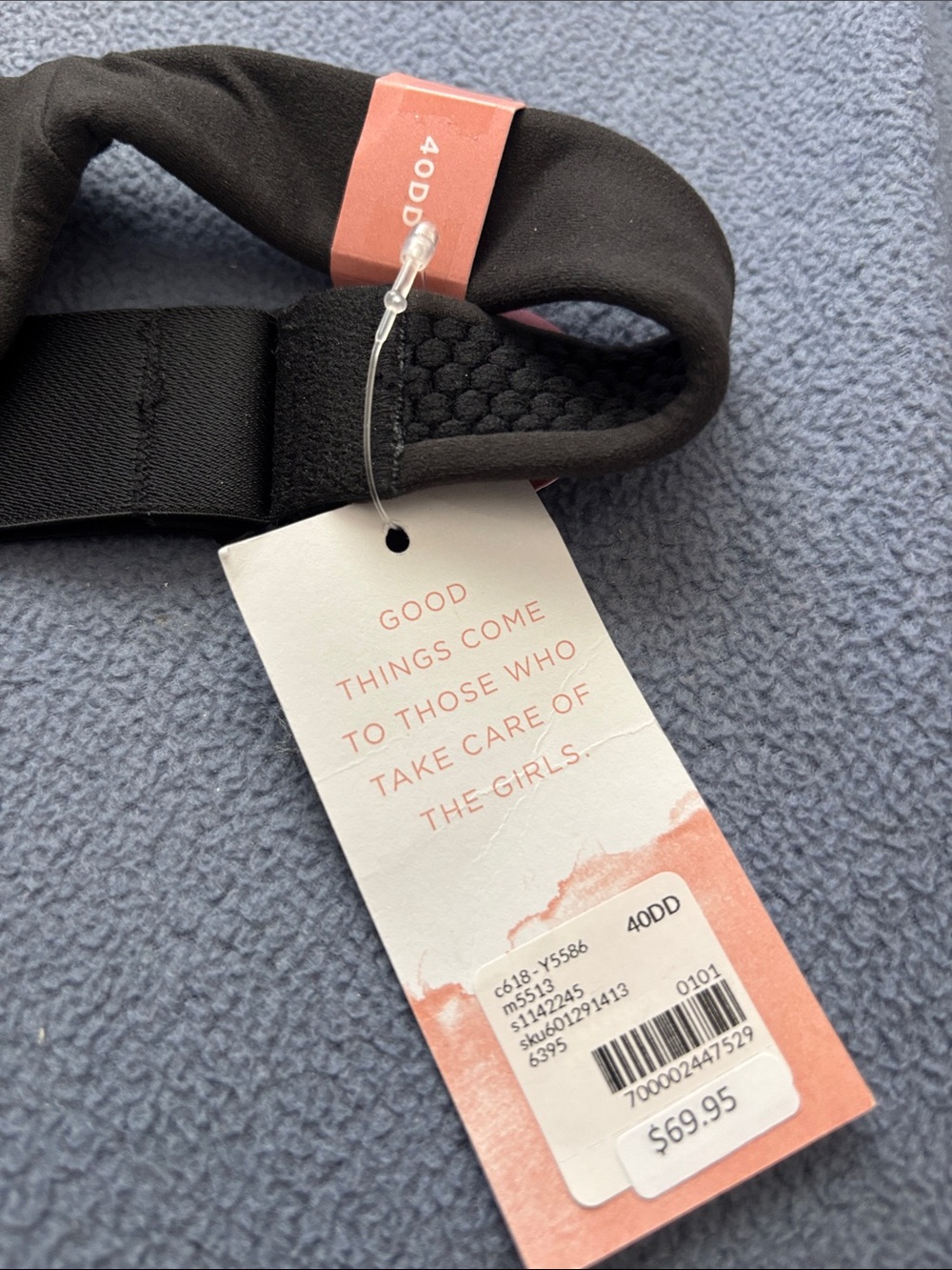Cacique Black Bra with Coral Accent Tag